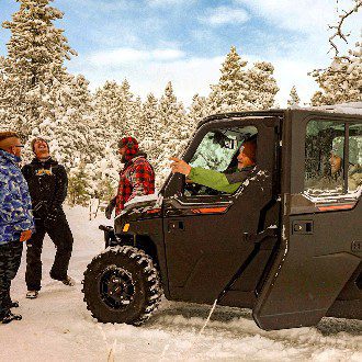 Backbone Adventures | winter 6 seat utv rental Girls day out riding UTV from Backbone Adventures atv rentals in estes park colorado